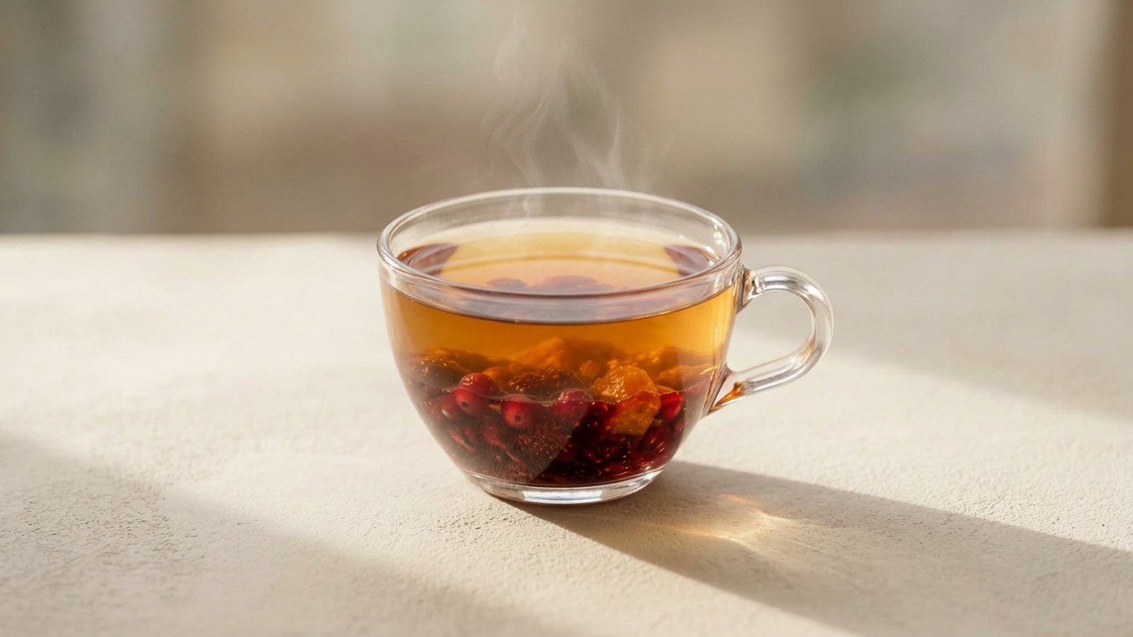 Hot tea with berries served with Russian jam at Krasivo Beauty Cafe, Upper East Side